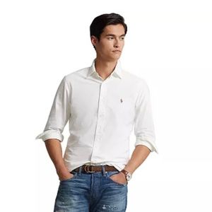 Polo Ralph Lauren Men's Classic Fit Long Sleeve Oxford Shirt, M, white.
